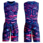 Personalized Royal-Pink Basketball Jersey - Sublimation Round Neck Suit Personalized Figure Royal-Pink Round Neck Sublimation