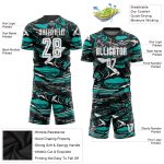 Custom Sublimation Soccer Jersey with Personalized Name and Number - White-Aqua Team Uniform Personalized Figure White-Aqua