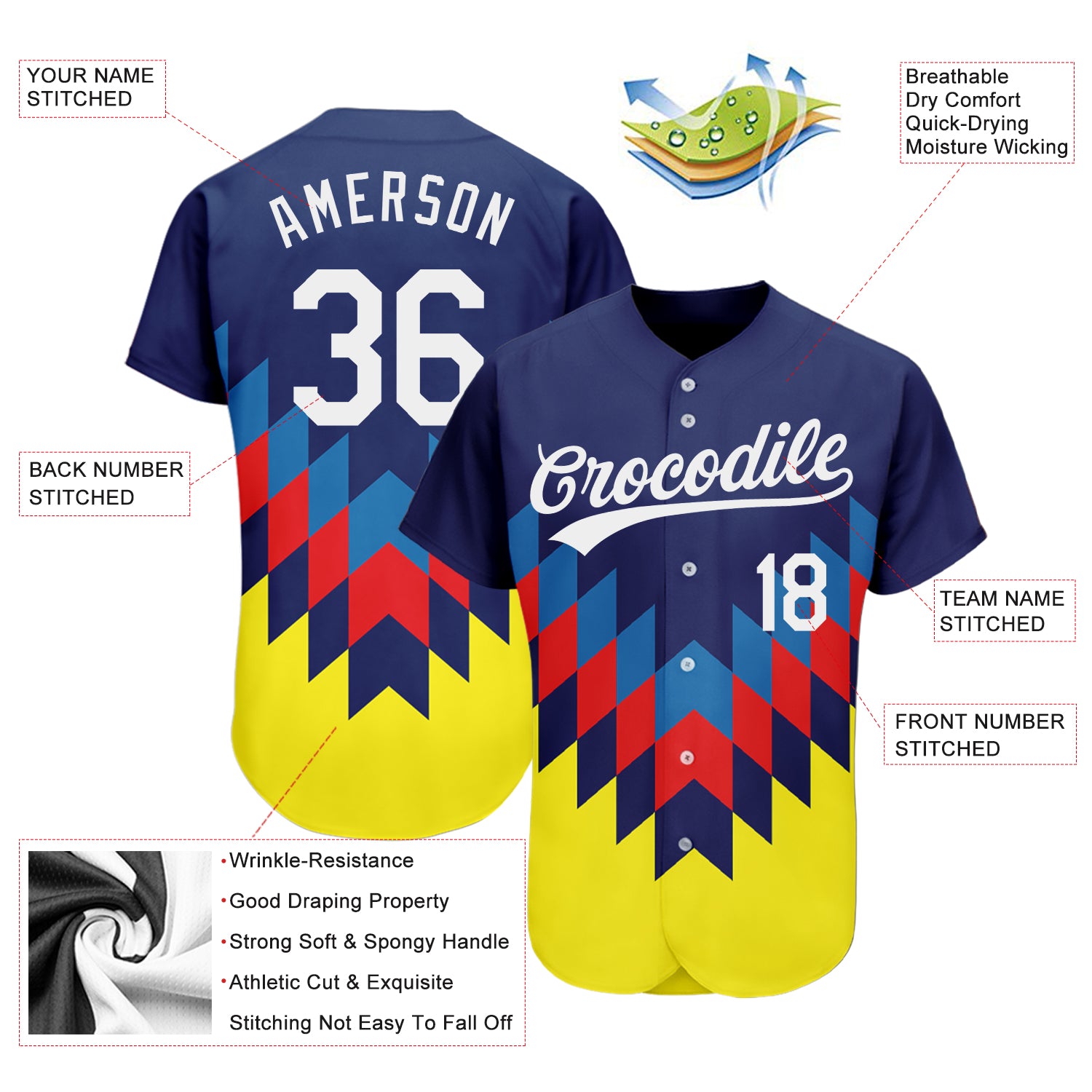 Personalized 3D White-Gold Baseball Jersey - Custom Figure Design Jersey Personalized Figure White-Gold 3D Baseball Jersey - Image 3