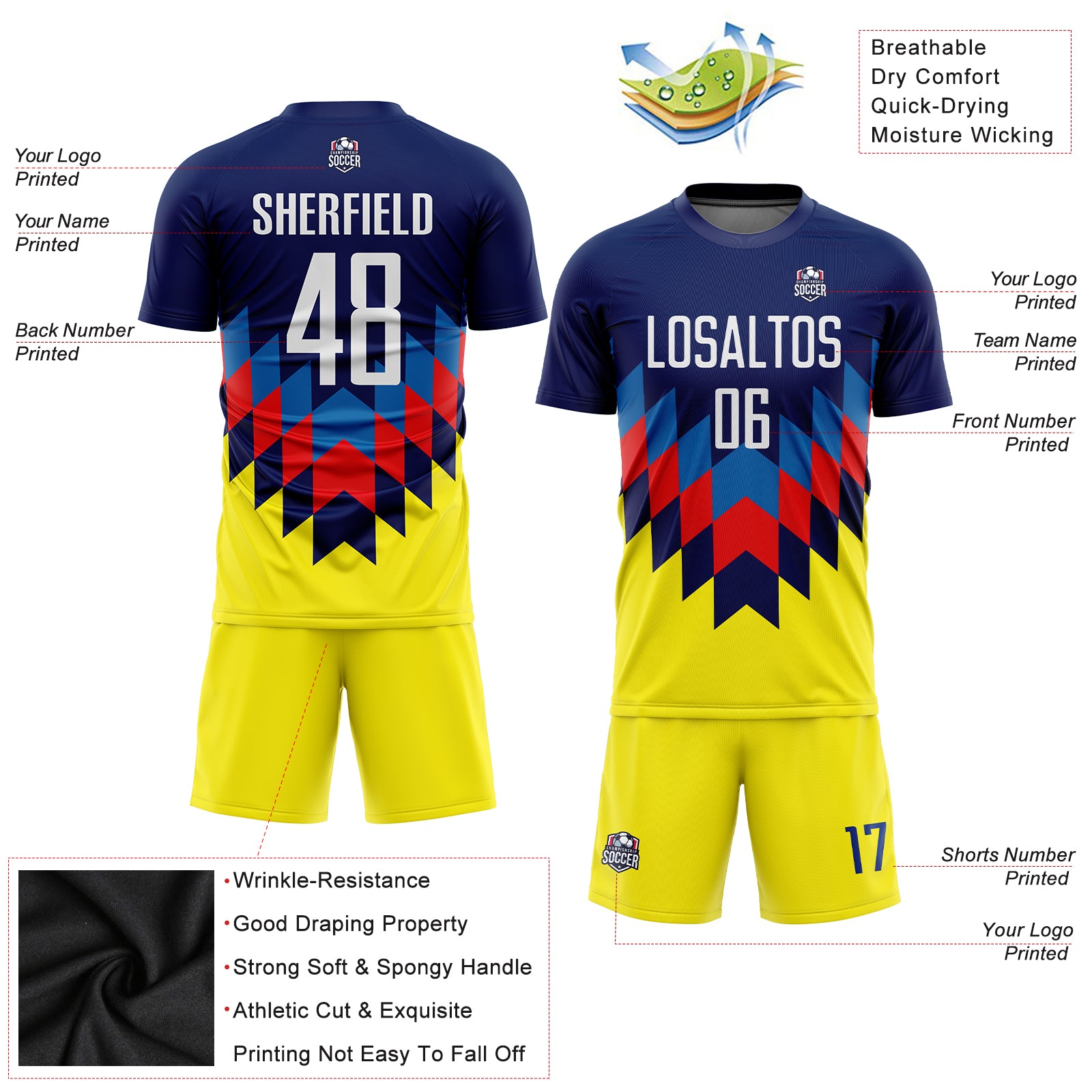 Custom White Gold Soccer Jersey - Personalized Figure Sublimation Uniform Personalized Figure White-Gold Sublimation Soccer - Image 3