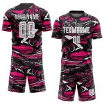 Personalized Soccer Jersey - White Hot Pink Sublimation Uniform for Team Sports Personalized Figure White-Hot Pink Sublimation
