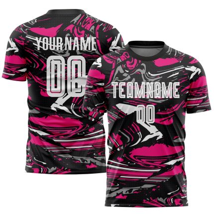 Personalized Soccer Jersey - White Hot Pink Sublimation Uniform for Team Sports Personalized Figure White-Hot Pink Sublimation