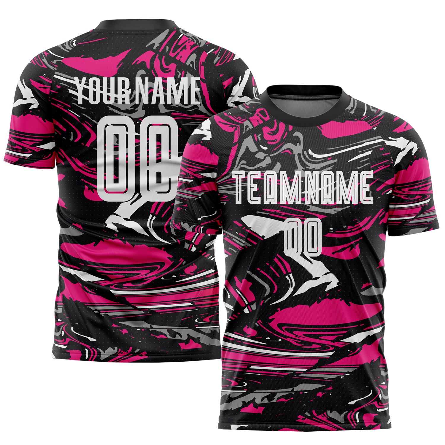 Custom Name Number Soccer Jersey Personalized in White Hot Pink Sublimation Team Uniform Personalized Figure White-Hot Pink
