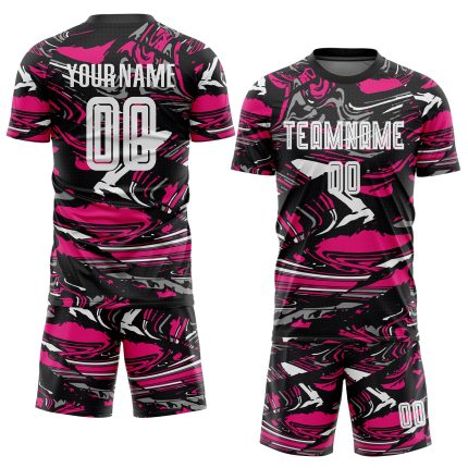 Custom Name Number Soccer Jersey Personalized in White Hot Pink Sublimation Team Uniform Personalized Figure White-Hot Pink