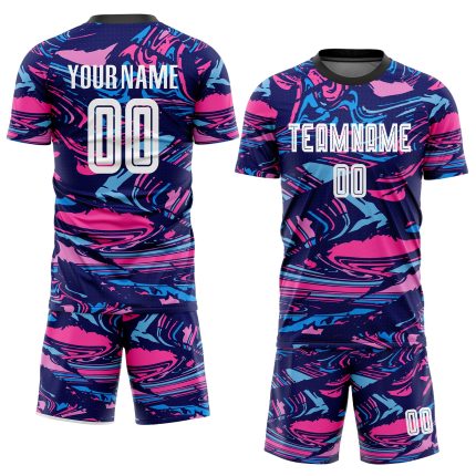 Personalized White-Pink Sublimation Soccer Jersey Uniform - Custom Figure Design Personalized Figure White-Pink Sublimation