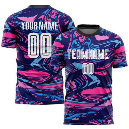 Custom Name Number Soccer Jersey - Personalized White-Pink Sublimation Team Uniform Personalized Figure White-Pink Sublimation
