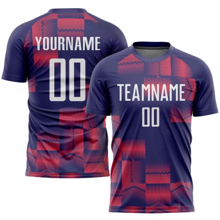 Personalized Sublimation Soccer Jersey - White Purple Uniform Figure Personalized Figure White-Purple Sublimation Soccer