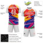 Custom Soccer Uniform Jersey Red and White Sublimation Figure 2 Personalized Figure White-Red Sublimation Soccer Uniform