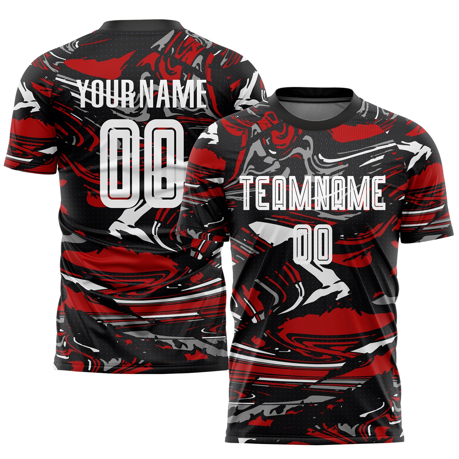 Custom Name and Number Soccer Jersey - Personalized White-Red Sublimation Team Uniform Personalized Figure White-Red Sublimation