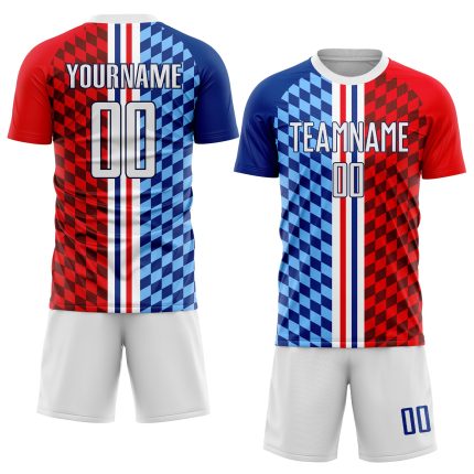 Custom Soccer Jersey White-Royal Sublimation Personalized Figure Uniform Personalized Figure White-Royal Sublimation Soccer