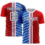 Custom Soccer Jersey White-Royal Sublimation Personalized Figure Uniform Personalized Figure White-Royal Sublimation Soccer