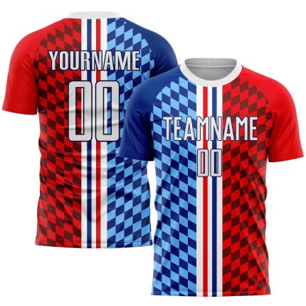 Custom Soccer Jersey White-Royal Sublimation Personalized Figure Uniform Personalized Figure White-Royal Sublimation Soccer