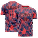 Personalized Fire Red Black Geometric Soccer Jersey Uniform - Custom Sublimation Design Personalized Fire Red Black Geometric
