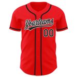 Custom Fire Red Black-White Authentic Baseball Jersey with Personalized Name and Number Personalized Fire Red Black-White