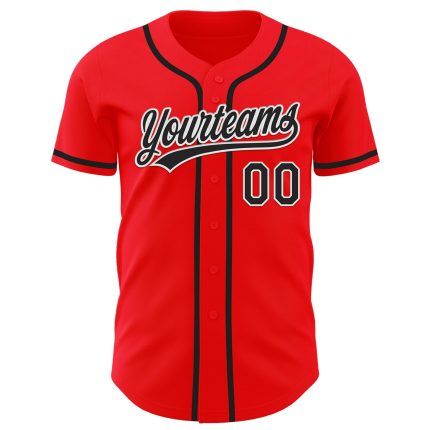 Custom Fire Red Black-White Authentic Baseball Jersey with Personalized Name and Number Personalized Fire Red Black-White