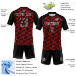 Custom Sublimation Volleyball Jersey with Personalized Name & Number, Geometric Fire Red & Black-White Design Personalized