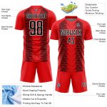 Custom Soccer Uniform Jersey with Personalized Name & Number - Fire Red Black-White Lines Design Personalized Fire Red Black-White