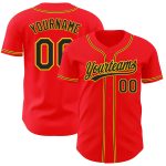 Custom Team Baseball Jersey - Personalized Fire Red Black-Yellow with Name and Number Personalized Fire Red Black-Yellow
