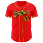 Personalized Fire Red Black Yellow Baseball Jersey for Men and Women Personalized Fire Red Black-Yellow Baseball Jersey