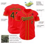 Personalized Fire Red Black Yellow Baseball Jersey for Men and Women Personalized Fire Red Black-Yellow Baseball Jersey