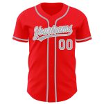 Custom Team Baseball Jersey - Personalized Fire Red Gray-White with Name and Number Personalized Fire Red Gray-White Authentic