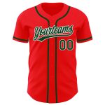 Custom Personalized Baseball Jersey - Authentic Fire Red Green-White with Name and Number Personalized Fire Red Green-White