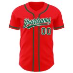 Custom Team Baseball Jersey - Personalized Fire Red Kelly Green-White with Name & Number Personalized Fire Red Kelly Green-White