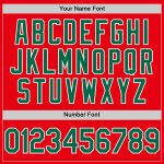 Custom Team Baseball Jersey - Personalized Fire Red Kelly Green-White with Name & Number Personalized Fire Red Kelly Green-White