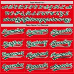 Custom Team Baseball Jersey - Personalized Fire Red Kelly Green-White with Name & Number Personalized Fire Red Kelly Green-White