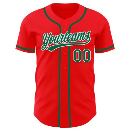 Personalized Fire Red and Kelly Green Baseball Jersey for Men, Women, Kids - Custom Team Apparel Personalized Fire Red Kelly