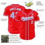 Custom Name and Number Authentic Baseball Jersey - Personalized Fire Red Light Blue-White Team Jersey Personalized Fire Red