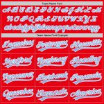 Custom Name and Number Authentic Baseball Jersey - Personalized Fire Red Light Blue-White Team Jersey Personalized Fire Red