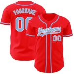 Custom Name and Number Authentic Baseball Jersey - Personalized Fire Red Light Blue-White Team Jersey Personalized Fire Red