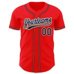 Custom Team Baseball Jersey in Fire Red Navy and Old Gold with Personalized Name and Number Personalized Fire Red Navy-Old