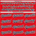 Custom Team Baseball Jersey in Fire Red Navy and Old Gold with Personalized Name and Number Personalized Fire Red Navy-Old