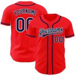 Custom Fire Red Navy-White Baseball Jersey with Personalized Name and Number - Authentic Team Apparel Personalized Fire Red