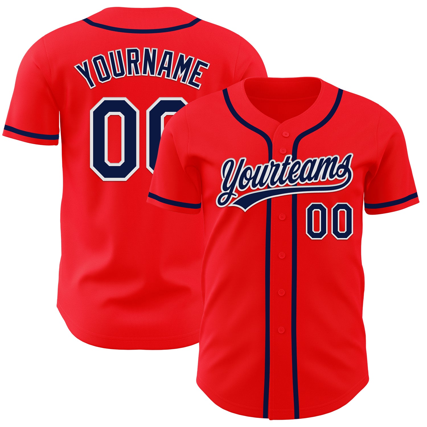 Custom Fire Red Navy-White Baseball Jersey with Personalized Name and Number - Authentic Team Apparel Personalized Fire Red