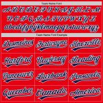 Personalized Fire Red Baseball Jersey with Navy-White Trim for Custom Team Spirit Personalized Fire Red Navy-White Baseball