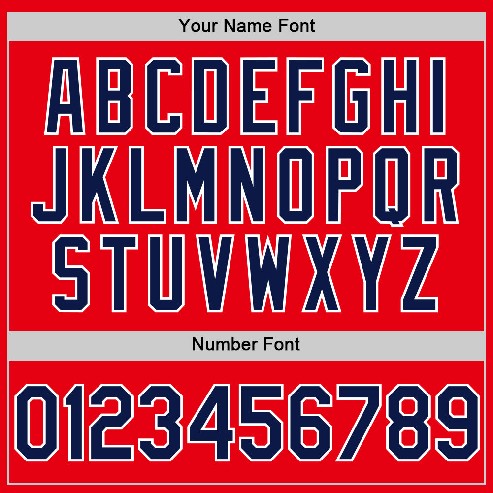 Personalized Fire Red Baseball Jersey with Navy-White Trim for Custom Team Spirit Personalized Fire Red Navy-White Baseball - Image 5