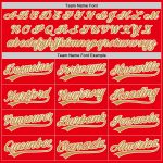 Custom Name and Number Authentic Baseball Jersey, Fire Red Old Gold-White Design Personalized Fire Red Old Gold-White Authentic