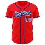Custom Name and Number Personalized Fire Red Royal-White Baseball Jersey Authentic Team Gear Personalized Fire Red Royal-White