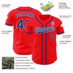 Personalized Fire Red Baseball Jersey - Royal-White Custom Team Jersey Personalized Fire Red Royal-White Baseball Jersey