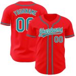 Personalized Fire Red and Teal-White Baseball Jersey for Men and Women Personalized Fire Red Teal-White Baseball Jersey