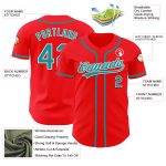 Personalized Fire Red and Teal-White Baseball Jersey for Men and Women Personalized Fire Red Teal-White Baseball Jersey