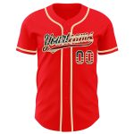 Personalized Fire Red Vintage USA Flag Baseball Jersey - Cream Personalized Fire Red Vintage USA Flag-Cream Baseball Jersey