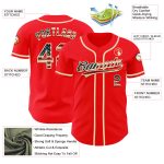 Personalized Fire Red Vintage USA Flag Baseball Jersey - Cream Personalized Fire Red Vintage USA Flag-Cream Baseball Jersey