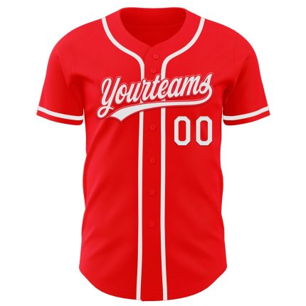 Personalized Fire Red White Baseball Jersey for Custom Sportswear and Team Apparel Personalized Fire Red White Baseball Jersey