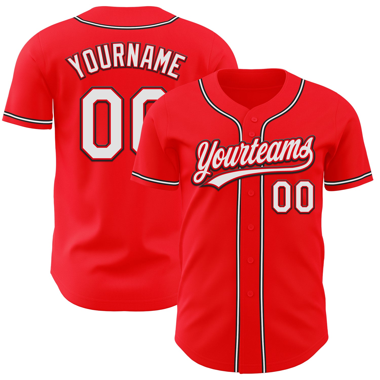 Custom Fire Red White Black Authentic Baseball Jersey - Personalized Sportswear Personalized Fire Red White-Black Authentic
