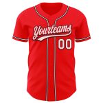 Custom Fire Red White Black Authentic Baseball Jersey - Personalized Sportswear Personalized Fire Red White-Black Authentic
