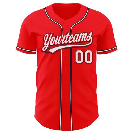 Custom Fire Red White Black Authentic Baseball Jersey - Personalized Sportswear Personalized Fire Red White-Black Authentic